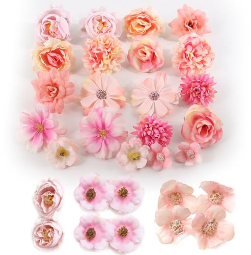 Neyeau 30 PCS of Pink Cake Decorations, Artificial Simulation Flower Decorations, Handicraft Flower Accessories, for Cake Wedding Bouquet Party DIY Wreath Home Garden (pink)