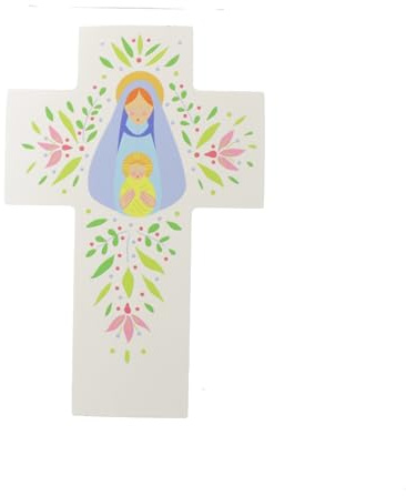 Palacio del Rosario Cruz Infantil Alabanza - La Virgen y el Niño - Cruz religiosa - Culto Cristiano de Madera