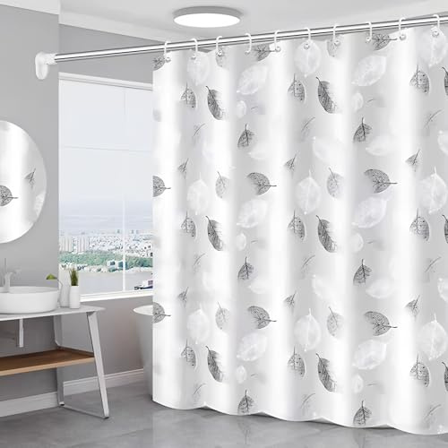 LaresDay Schimmelresistenter Duschvorhang – Moderne gemusterter halbtransparenter PEVA wasserdichter Badezimmervorhang mit 12 Haken, 200 x 180 cm (Blatt)