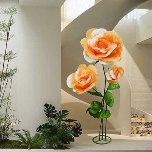 Flores artificiales gigantes, 3 unidades, 3D, realistas, impermeables, duraderas, fáciles de mantener, perfectas para el hogar, jardín, bodas, eventos, Navidad, graduación (3 unidades de rosas y