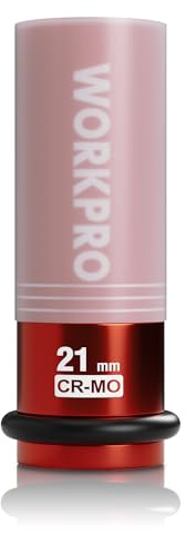 WORKPRO 1/2 Drive Impact Lug Nut Socket, 21 mm Protective Wheel Nut Socket, Cr-Mo Steel Non-Marring Lug Nut Wheel Sockets for Car Repair