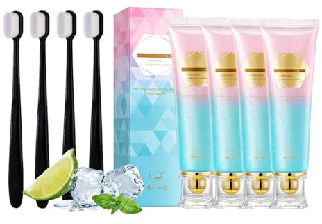Niacinamide Whitening Toothpaste 4 Stück Zahnaufhellung Zahnpasta Weisse Zähne Aufhellen Zahnreinigung Teeth Whitening Weiße Zahncreme Zahnreinigungsset Professionell Zahnpflege Radiant Zahnweiss