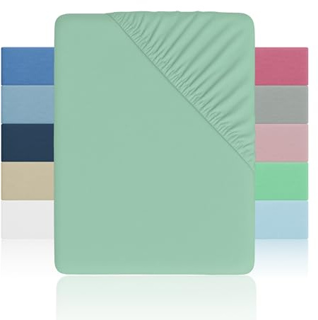 H HANSEL HOME Sábana Bajera Ajustable Cama 150 – Altura 28cm – Microfibra Suave y Transpirable – Sábanas Bajeras Ajustables - Sábana Bajera 150x190/200cm – Verde