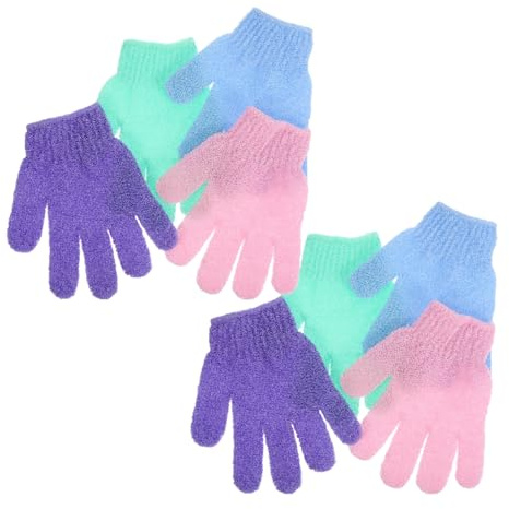 SOIMISS 4 Pares de Guantes de Baño Exfoliantes Cuerpo, Guantes Exfoliantes Ducha Cordón, Limpieza Profunda y Fácil Mantenimiento Adecuado para Uso Familiar