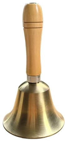 Omnikryp Campanillas de Metal, 8 x 15cm Campana de Metal con Mango de Madera, Campanillas de Navidad Súper Ruidosa, con Bolsa de Espuma, para Escuelas, Adiestramiento de Mascotas, Recepción