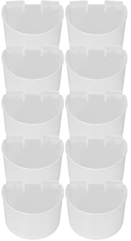 KIMISS Gobelets pour Cage à Oiseaux pour Nourrir Les Pigeons – 10 Gobelets d'alimentation pour Pigeons en Plastique Sûr à Suspendre avec Design en Demi-Cercle – Fournitures d'arrosage pour (L)