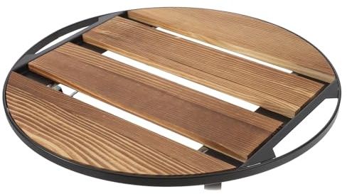 SOLUSTRE Carrello Porta Piante con Ruote in Legno Robusto, Supporto Girevole per Fioriere Pesanti, Base Mobile per Vasi da Interno ed Esterno, Vassoio per Piante 35x35 Cm