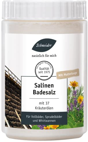Saunabedarf Schneider, mit 37 Alpenkräutern, Salinen-Badesalz mit Mutterlauge, Salz für Badewanne, Vorbeugung Gelenkbeschwerden, 1000g