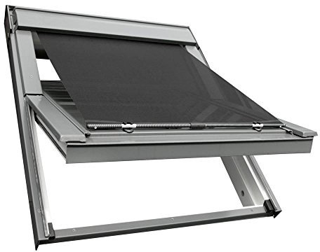 Sonnenschutz-HH Hitzeschutz Markise Hitzeschutzmarkise für VELUX Dachfenster Rollo GGL/GPL/GHL/GGU/GPU/GHU S06/SK06/S08/SK08 - schwarz / anthrazit