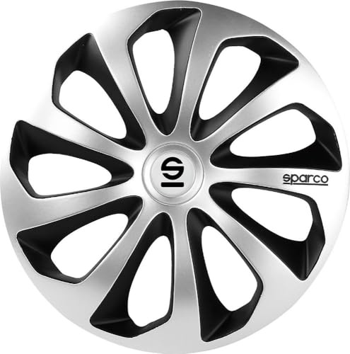 SPARCO SPC1373SVBK Sicilia Wheel Covers, Silver/Black, Set of 4, 13 zoll