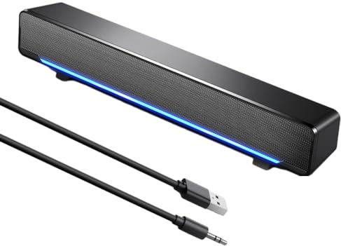 YaizK Mini altoparlante cablato Soundbar Music Player Bass Surround Soundbox altoparlante con connettore audio da 3,5 mm per desktop, laptop, TV, smartphone, tablet, MP3, MP4 e altro (nero)