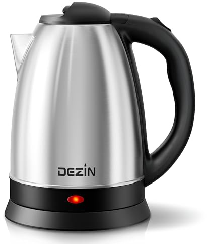 DEZIN Electric Kettle Upgraded, BPA Free 2L Stainless Steel Tea Kettle, Fast Boil Water Warmer with Auto Shut Off and Boil Dry Protection Tech for Coffee, Tea, Beverages