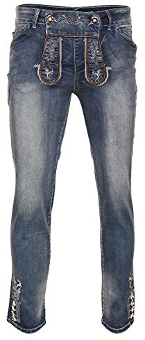 MarJo Herren Herren Trachtenjeans 'Lederhose' lang blau, BLAU, 48