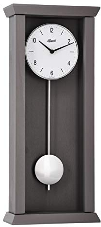 Hermle 71002-U82200 Avantgardistische Pendelwanduhr Quarz, Barista Grau, 57cm x 24,5cm x 10cm