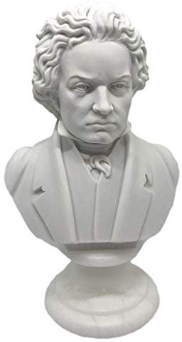 Büste von Beethoven – Reproduktion aus Marmor und Kunstharz. Lackiert und lackiert. Höhe 16 cm, Gewicht ca. 350 g.