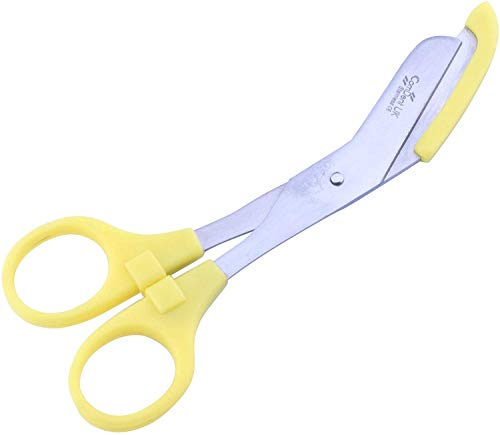 Bandage Scissors with Round Tip Perfect for Nurses,Veterinary and Home Use with with Colored Safety Guard 5 -Colours (Yellow)