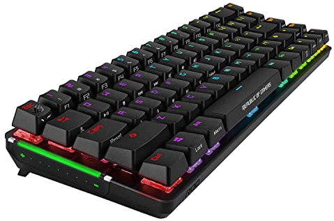 ASUS ROG Falchion 65% Tastiera Gaming Wireless e USB, Meccanica, Switch Cherry MX Rossi, RGB, Tasti in ABS, 2.4GHz, Pannello Touch Laterale, Custodia, Macro, Layout Italia, Nero