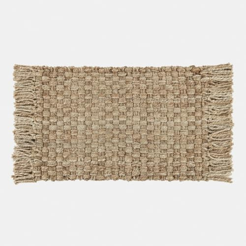 Loberon FuÃŸmatte Moody, braun | Handgewobene Qualität, mit Charmanten Fransen, grobes Geflecht, Wohntextilien, Wohn-Accessoire, Jute