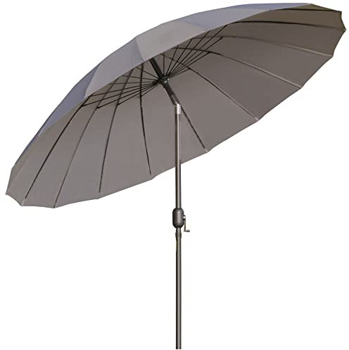 Outsunny Ombrellone da Giardino 2.5x2.5 m Inclinabile con Manovella, Ombrellone da Esterno con 18 Stecche in Metallo e Poliestere 160g/㎡, per Cortile, Terrazza e Balcone, UV30+, Grigio Scuro