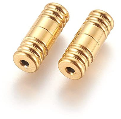 UNICRAFTALE 10 Stück Goldene Schraubverschlüsse 304 Edelstahl Armbandverschlüsse Säulen Schmuckverschlüsse 18 mm Armbandverbinder Verschluss Endkappen Für Armband Schmuckherstellung Loch: 2 mm