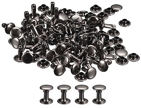QUARKZMAN 100 set lädernitar 8 mm dubbla nitar 10 mm höjd metall nitar för läder hantverk reparation gör-det-själv plånbok bälte väskor skor rödmässing