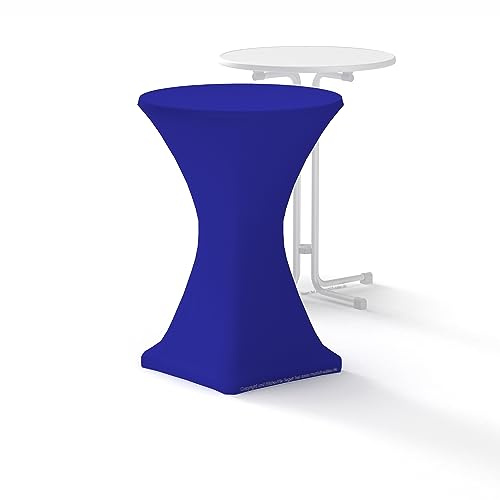 m unich sales 1 x Premium-Stehtischhusse Stretch 80 cm royal-blau, Hotel Qualität 210g m², mit Öko-Tex Siegel, Verstärkung im Fußbereich für Tische mit Ø 80cm - 85cm Durchmesser