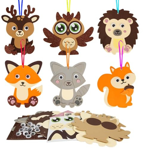 LAMEK 12 Herbst Tier Bastelsets für Kinder Herbst Kreativsets zum Basteln | Kreative Kunsthandwerk Bastelhandwerk mit Moosgummi Aufkleber für Jungen Mädchen Herbstszeit Thanksgiving Geburtstag