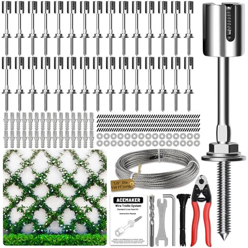 Acemaker Draht-Rankgitter für Kletterpflanzen im Freien, 30 Sets, Edelstahl, Modern, Silber, Kreuzschlitz, 0,3 cm x 3,65 Zoll