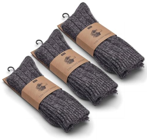 THE COZY SHEEP Wool Socks Women & Men (Paquete de 3) | Calcetines Gruesos Hombre Mujer | Medias de Lana Cómodas y Cálidas | Calcetines Nordicos Hombre y Mujer | Calcetin Invierno Otoño