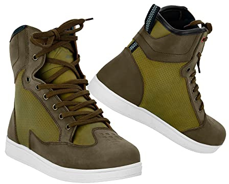 Vaster Moto Bottes de motocross pour hommes, imperméables, chaussures de moto, semelle en caoutchouc antidérapante, marron, 43 EU