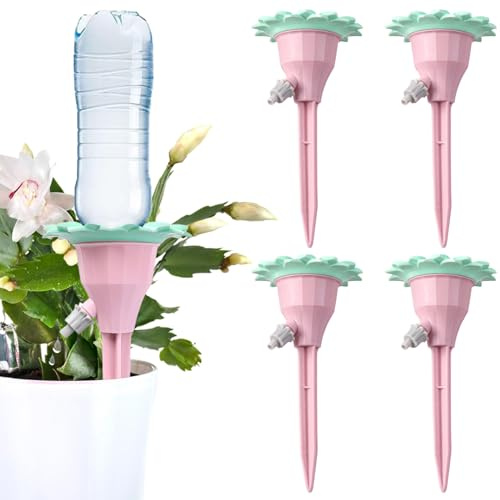 4 Pièces Irrigation Goutte à Goutte,Goutte à Goutte BouteilleGoutte Bouteille,Arrosage Plante Vacances,Kit Automatiques D'arrosage Système Réglable vannes Arroseurs,Idéal Vacances/Jardin