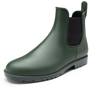 DREAM PAIRS Botas Agua Chelsea Hombre | PVC resistente agua, forro tela suave, plantilla EVA 3mm+vellón, suela PVC.