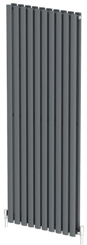 Radiant Living Anthracite Vertical Radiator 1600 x 600mm – Double Panel Oval Column Designer Radiator, High Efficiency Modern Steel Heating for Living Room & Bathroom