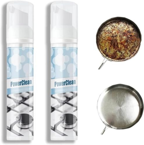Küchenfettreiniger, Mehrzweck-Schmutzreiniger, Allzweck-Schaumspray, schäumendes Schweröl-Fleckenreiniger, hartnäckiges Fett und Schmutz, leistungsstarker Entferner von Blasen-Spray (2 Stück)