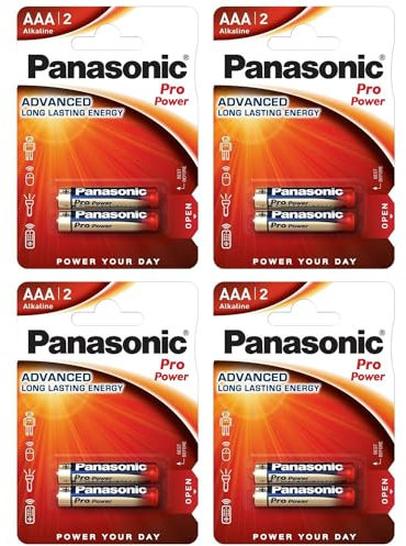 PANASONIC Lot de 4 Blisters de 2 Piles Alcaline Pro Power Gold AAA LR03-1,5V