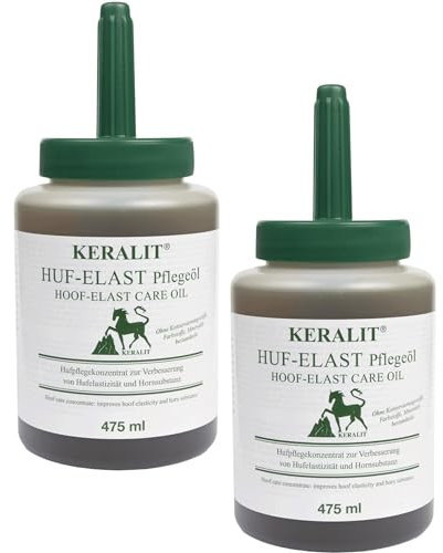 RL24 Keralit - Huf-Elast Pflegeöl | Huf-Öl mit Hufpinsel | Huffett für Pferdehuf & Kronrand | enthält Lorbeer-, Sesam- & Avocadoöl | Hufpflege für Pferde | 2 x 475 ml Pinselflasche (2er Set)