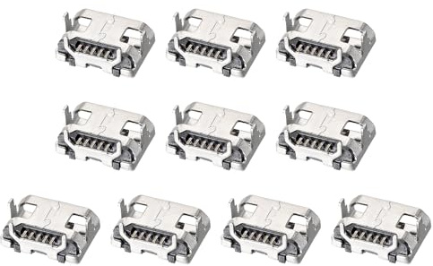 DMiotech 10Pcs Connecteur de Prise Femelle Micro USB 5 Broches Adaptateur de Prises Jack 180 Degrés 1A 30V Ensemble Connecteurs Jack pour Soudure Téléphones Réparation de Prises USB