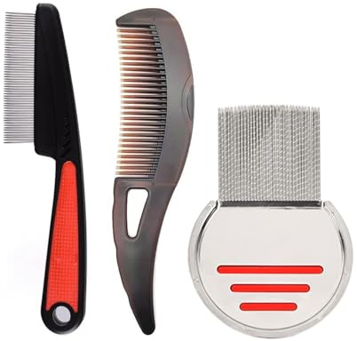 Hebterrka 3 Stück Anti SchuppenKamm, Edelstahl Fein Kopfhaut Kamm Dandruff Comb und Schuppen Linderung, Hohlzahn Haarbürste für Kopfhautmassage