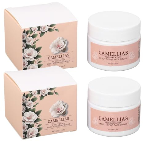 Kamelia-ansiktskräm, 2 stycken, 50 g, återfuktar huden, minskar fina linjer, absorberar snabbt, lätt ansikts-fuktkräm för kvinnor