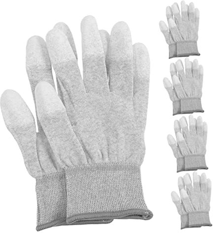 Angoily 5paare Antistatik-handschuhe Mit Fingerspitzen Rutschfeste Schutzhandschuhe Aus Polyurethan Für Gewerbe Und Elektronik Robuste Arbeitshandschuhe