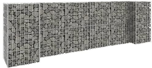 Homgoday Jardinière à Gabion en H Fil d'acier 260x40x80 cm, Jardinière à Gabion pour Fleur Plante, Lit Surélevé de Jardin pour Terrasse, Arrière-Cour, Pelouse, Extérieur