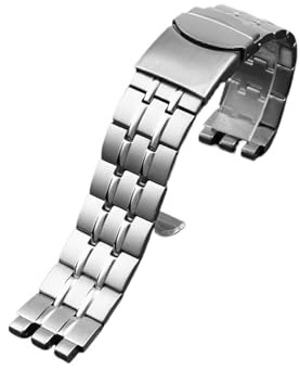 TVKSIPAR 19mm 21mm Edelstahl Armband for YCS YAs YGS Schwarz Silber Gürtel YGS471G Armband Herren Damen Metall Uhrenkette(Silver,21mm)