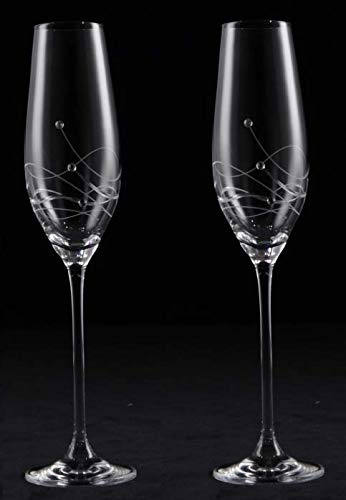 mydielkaren Lot de 2 flûtes à champagne décorées à la main en cristal Gravity 210 ml