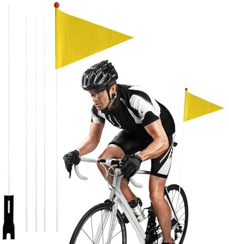 Fahrradflagge mit Stab, Fahrradfahnen für Sicherheit | 2,2 m verstellbare Outdoor-Fahnen | Reißfeste Fahrradfahne mit robuster Mast-Hardware für uns