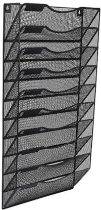 Ordnerhalter,Ordner-Organisator, Wand-Zeitungsständer, an der Wand montierter Dokumentenhalter, 10 Fächer, Hängeregisterhalter, Netz-Metall-Organizer, Aufbewahrungsregal, Diagramm, kaskadierend, for Z