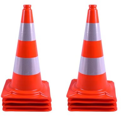 ZincOrange Pack de 8 Cônes de Trafic, Cônes de Sécurité avec Bande Réfléchissante et Matériau PVC pour Sécurité Routière, Parking, Entraînement Sportif et Activités Extérieures (50CM)