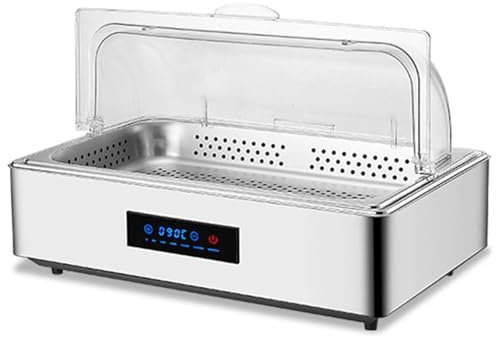 ZHONGXIN.HUIYIN Scaldabuffet in Acciaio Inossidabile, Piastra Scaldavivande Elettrica Commerciale, Buffet Scaldavivande di Grande capacità con Coperchi, Vassoio Scaldavivande