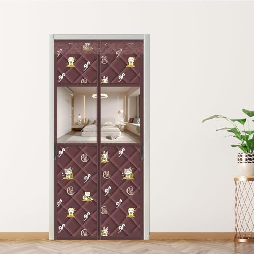 SHAIRMB Winter-TüRvorhang Aus Baumwolle, KäLtebestäNdiger TüRvorhang, Dicker TüRvorhang Aus Baumwolle, Winddicht Und Warm, Magnetisch Selbstansaugend, Dicke Isolierung,B,100 * 200cm