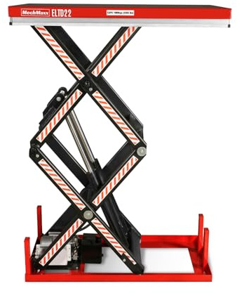 Mechmaxx 2200 lbs Capacity Stationary Electric Hydraulic Double Scissor Lift Table – 63 x 39.4 Platform, 70.1 Lift Height, UL Certified Motor, UL Certified Motor,Model ELTD22