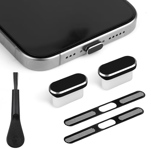 Gosknor 5uds Enchufe Antipolvo USB C para iPhone Serie 15/16, Enchufe Puerto Tipo C Cubierta Antipolvo para Altavoz y Cepillo Limpieza para Puerto Carga Accesorios Teléfono Todos Dispositivos USB C